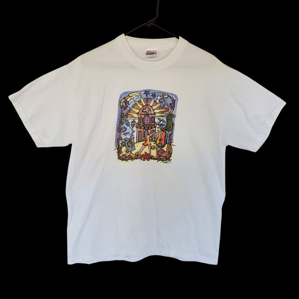 VTG Hanes Beefy T Shirt L Plaza Art Fair Kansas City St Luke White Knit Graphic